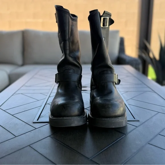 Harley-Davidson Black Motorcycle Boots with Buckles - Picture 4 of 11